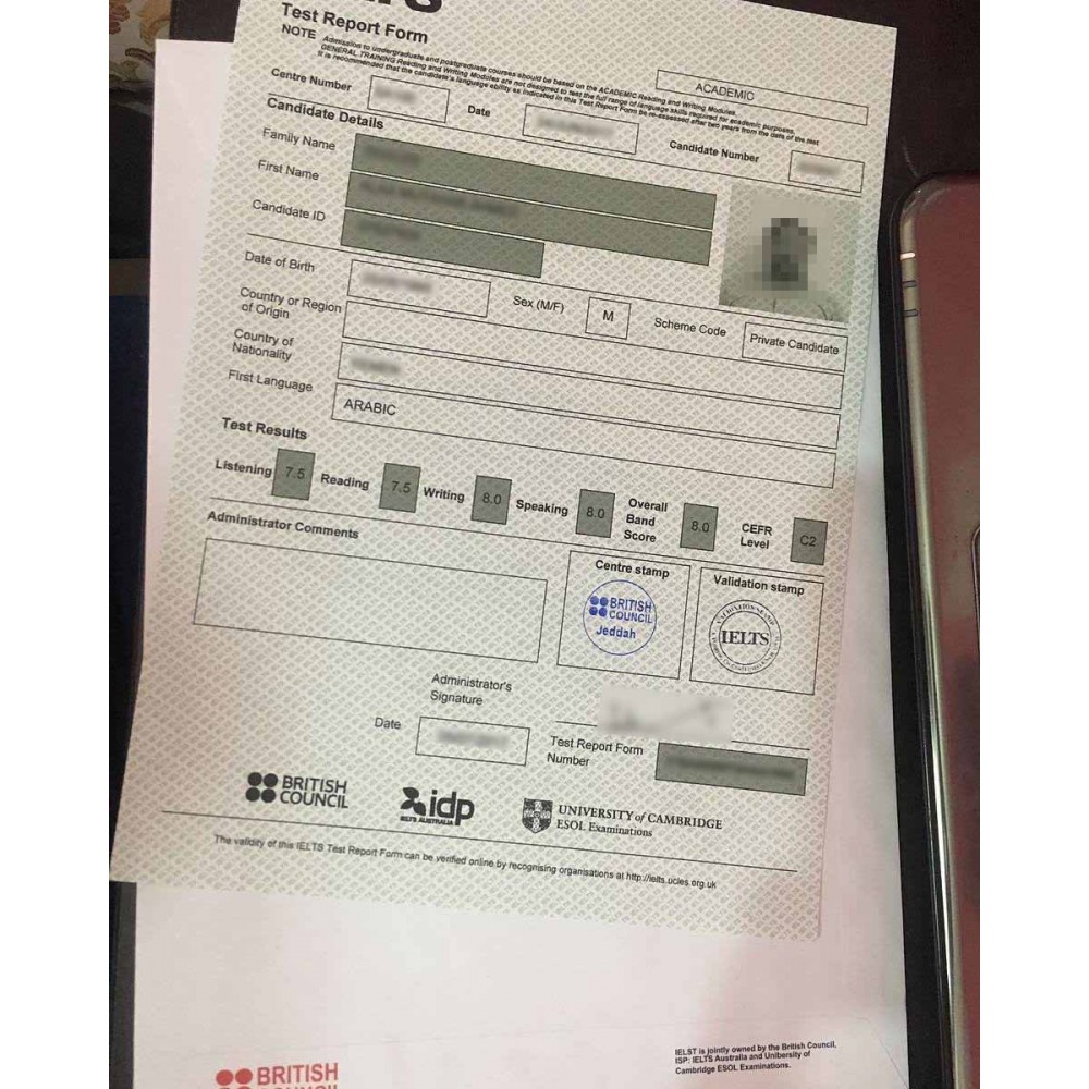 IELTS certificate